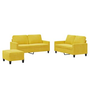 vidaXL Ensemble de canapés 3 Pièces avec coussins Jaune Velours