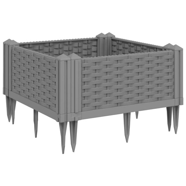 vidaXL Jardinière avec piquets gris clair 42 5x42 5x28 5 cm PP