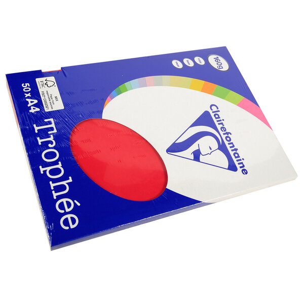 Ramette 50 Feuilles Papier 160g A4 210x297 mm Certifié FSC groseille TROPHÉE
