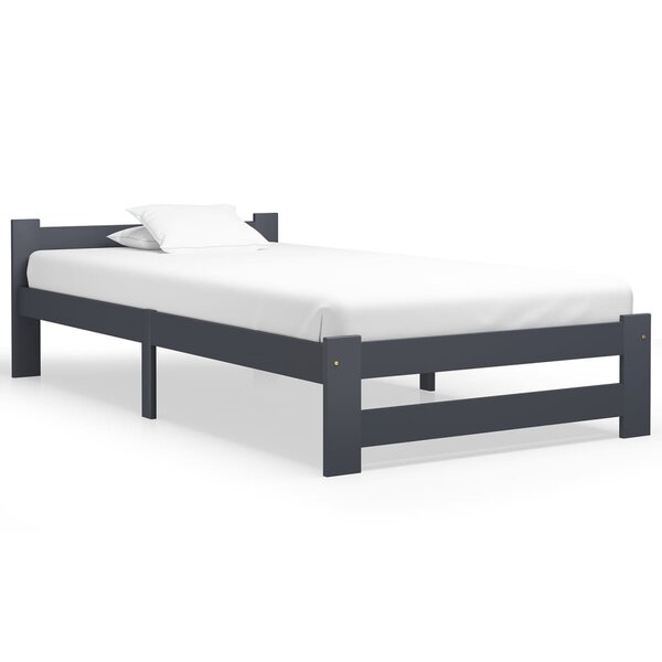 vidaXL Cadre de lit Gris foncé Bois de pin massif 90x200 cm