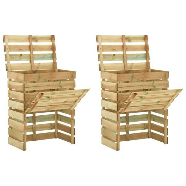vidaXL Composteur de jardin à lattes 2 Pièces 80x50x100 cm Pin imprégné