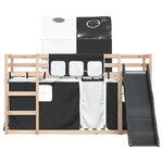 vidaXL Lit superposé sans matelas avec toboggan blanc noir 90x190 cm