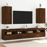 vidaXL Meubles TV muraux lumières LED 2 Pièces chêne marron 30 5x35x70 cm