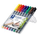 Stylo feutre permanent staedtler lumocolor 'dry safe' couleurs assorties 0 6 mm - pochette de 8
