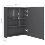 vidaXL Armoire de salle de bain à miroir LED gris 50x14x60 cm