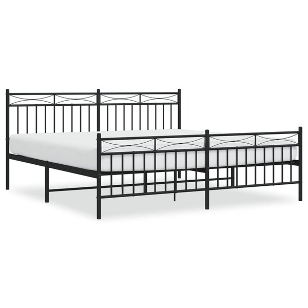 vidaXL Cadre de lit métal avec tête de lit/pied de lit noir 183x213 cm