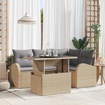 vidaXL Ensemble de Canapé de Jardin 5 Pièces avec Coussins en Rattan Poly Beige