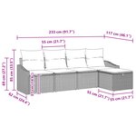 vidaXL Ensemble de 5 Canapés de Jardin avec Coussins Noir Rattan Poly