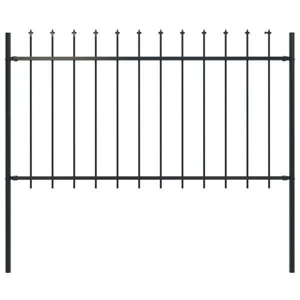 vidaXL Clôture de jardin avec dessus en lance Acier 1 7 x 1 m Noir