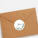 140 Etiquettes Merci Rondes Autocollantes - Ø 35 mm - Papier Recyclé - Eucalyptus - 4 Planches A4 de Stickers Remerciements pour Mariage  Artisanat et Fêtes