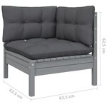 Salon de jardin meuble d'extérieur ensemble de mobilier 10 pièces avec coussins gris bois de pin solide 02_0015036