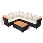 Salon de jardin meuble d'extérieur ensemble de mobilier 4 pièces avec coussins résine tressée noir 02_0016205