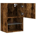 vidaXL Meuble TV avec lumières LED chêne fumé 40 5x30x60 cm