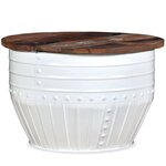 vidaXL Table basse Bois de récupération massif Blanc Forme de baril