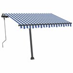 vidaXL Auvent manuel rétractable avec LED 300x250 cm Bleu et blanc
