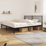 vidaXL Cadre de lit métal avec tête de lit noir 193x203 cm