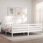 vidaXL Cadre de lit sans matelas blanc 200x200 cm bois massif