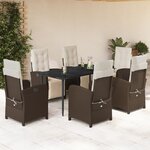 vidaXL Ensemble à manger de jardin et coussins 7 Pièces marron rotin