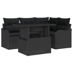Ensemble de Canapé Jardin 5 Pièces avec Coussins Rattan Polyéthylène Noir