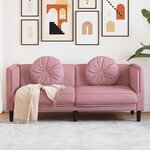 vidaXL Canapé avec coussins 2 places rose velours