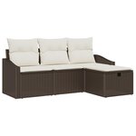 vidaXL Ensemble de canapé de jardin 4 pièces avec coussins en rotin poly marron