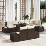 vidaXL Ensemble de canapé de jardin 9 pièces avec coussins Marron en poly rotin