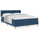 Lit à ressorts vidaXL avec matelas bleu 140x190 cm Tissu