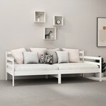 vidaXL Lit de repos avec matelas 90x200 cm Blanc Bois de pin massif