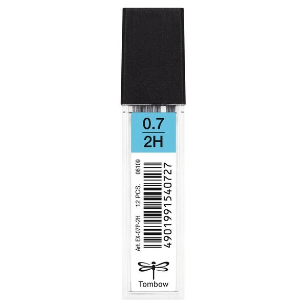 Etui de 12 mines pour porte-mine pointe calibrée 0 7 mm dureté 2h x 12 tombow