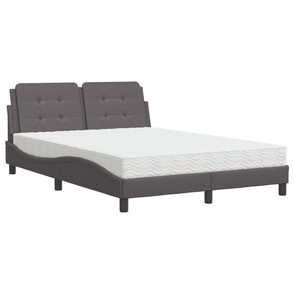 vidaXL Lit avec matelas gris 140x200 cm similicuir