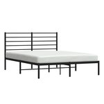 vidaXL Cadre de lit métal sans matelas avec tête de lit noir 150x200cm