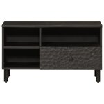 vidaXL Meuble TV noir 80x33x46 cm bois massif de manguier