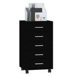 vidaXL Armoire à tiroirs avec roulettes Noir Bois d'ingénierie