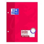 Etui carton 200 pages feuillets mobiles 90g perforés 17x22cm Seyès blanc OXFORD