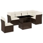 vidaXL Salon de jardin avec coussins 7 Pièces marron résine tressée