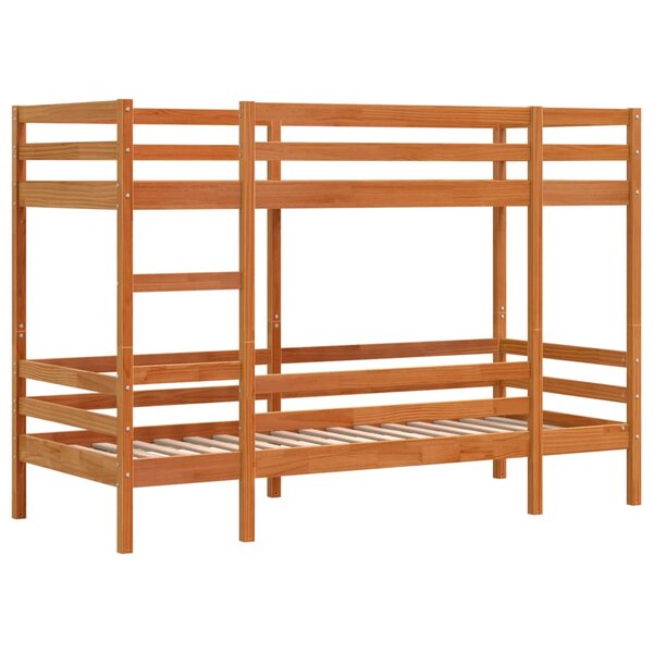 vidaXL Lit superposé cire marron 90x200 cm bois de pin massif