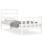 vidaXL Cadre de lit avec tête de lit blanc petit simple bois massif