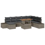 vidaXL Ensemble de canapé de jardin de 9 pièces avec coussins Gris Poly Rattan