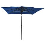 vidaXL Parasol de jardin à 3 niveaux avec mât en aluminium bleu azuré