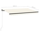 vidaXL Auvent manuel rétractable avec LED 400x350 cm Crème