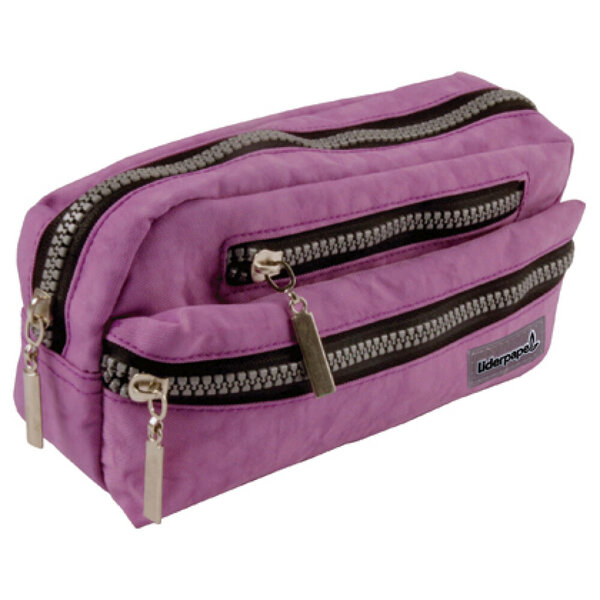 Trousse scolaire liderpapel large ovale 3 compartiments     195x40x100mm coloris viole    t