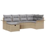 Ensemble de canapés de jardin 6 pièces avec coussins beige poly rattan