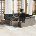 vidaXL Ensemble de canapés de jardin 9 pièces avec coussins gris en poly rotin