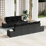 vidaXL Ensemble de Canapé de Jardin 8 Pièces avec Coussins Noir Poly Rattan