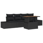 vidaXL Ensemble de salle à manger de jardin 5 pièces avec coussins en poly rattan noir et acacia