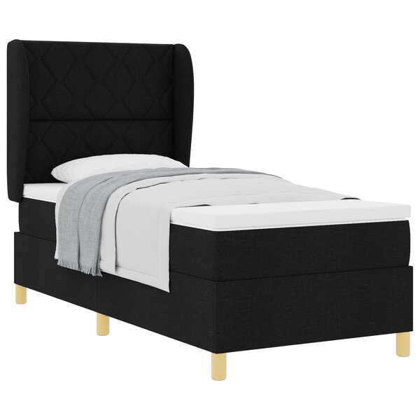Box Spring VidaXL avec Matelas Noir 100x200 cm Tissu