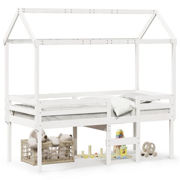 vidaXL Lit haut sans matelas blanc 90x200 cm bois de pin massif