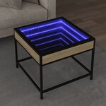 vidaXL Table basse avec LED infini chêne sonoma 50x50x41 cm