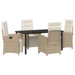 vidaXL Ensemble de salle à manger de jardin 5 pièces avec coussins en rotin synthétique beige
