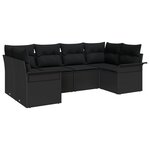 vidaXL Ensemble de 6 pièces de Canapé de Jardin avec Coussins Noir Poly Rattan